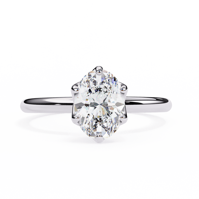 Reverra 14K Gold Oval Round Lab Grown Diamond Solitaire Classic Engagement Ring for Women, CTTW-2.8 - Reverra Jewels Inc.