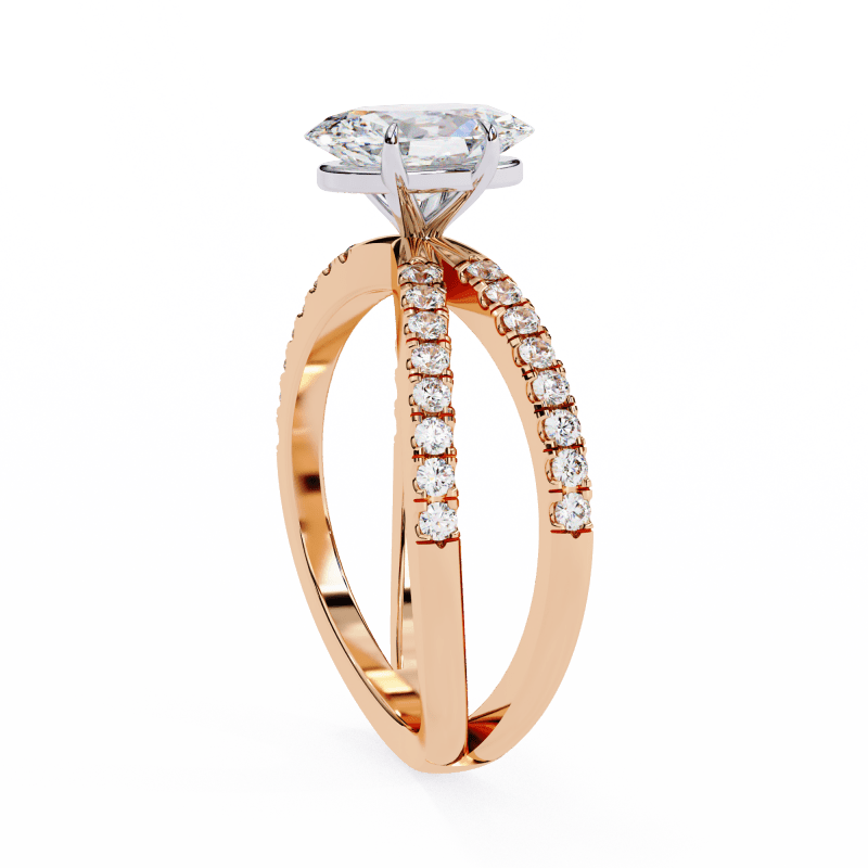 Reverra 14K Gold Oval & Round Lab Grown Diamond Split Shank Engagement Ring for Women, CTTW-1.52 - Reverra Jewels Inc.