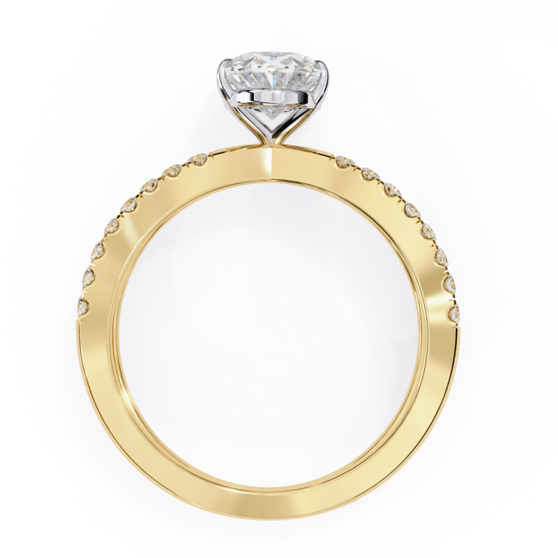 Reverra 14K Gold Oval & Round Lab Grown Diamond Split Shank Engagement Ring for Women, CTTW-1.52 - Reverra Jewels Inc.