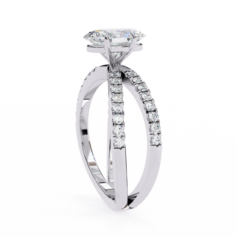 Reverra 14K Gold Oval & Round Lab Grown Diamond Split Shank Engagement Ring for Women, CTTW-1.52 - Reverra Jewels Inc.