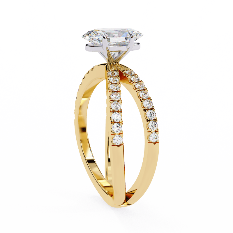 Reverra 14K Gold Oval & Round Lab Grown Diamond Split Shank Engagement Ring for Women, CTTW-1.52 - Reverra Jewels Inc.