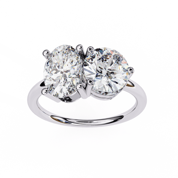 Reverra 14K Gold Oval & Round Lab Grown Diamond Toi et Moi Engagement Ring for Women, CTTW-3.32 - Reverra Jewels Inc.
