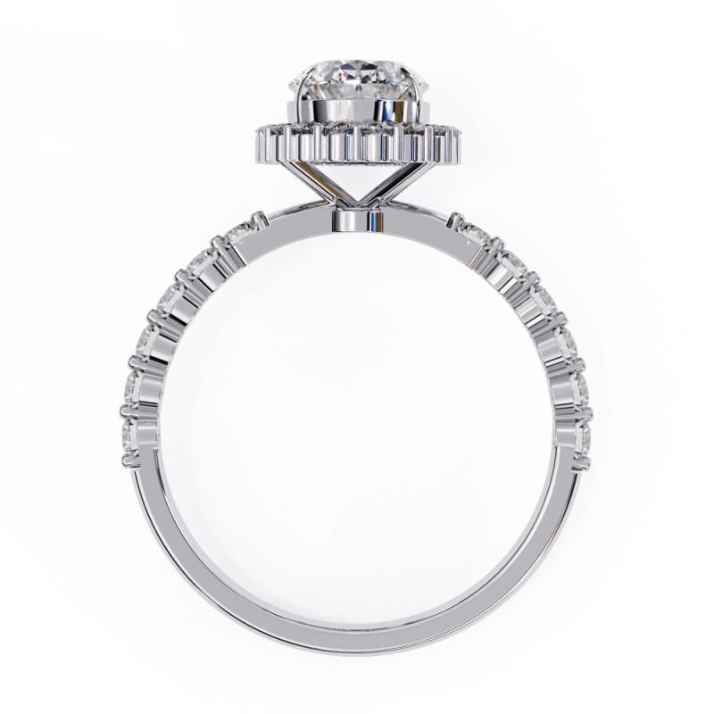 Reverra 14K Gold Oval & Round Lab Grown Diamond Vintage Band Engagement Ring for Women, CTTW-1.66 - Reverra Jewels Inc.