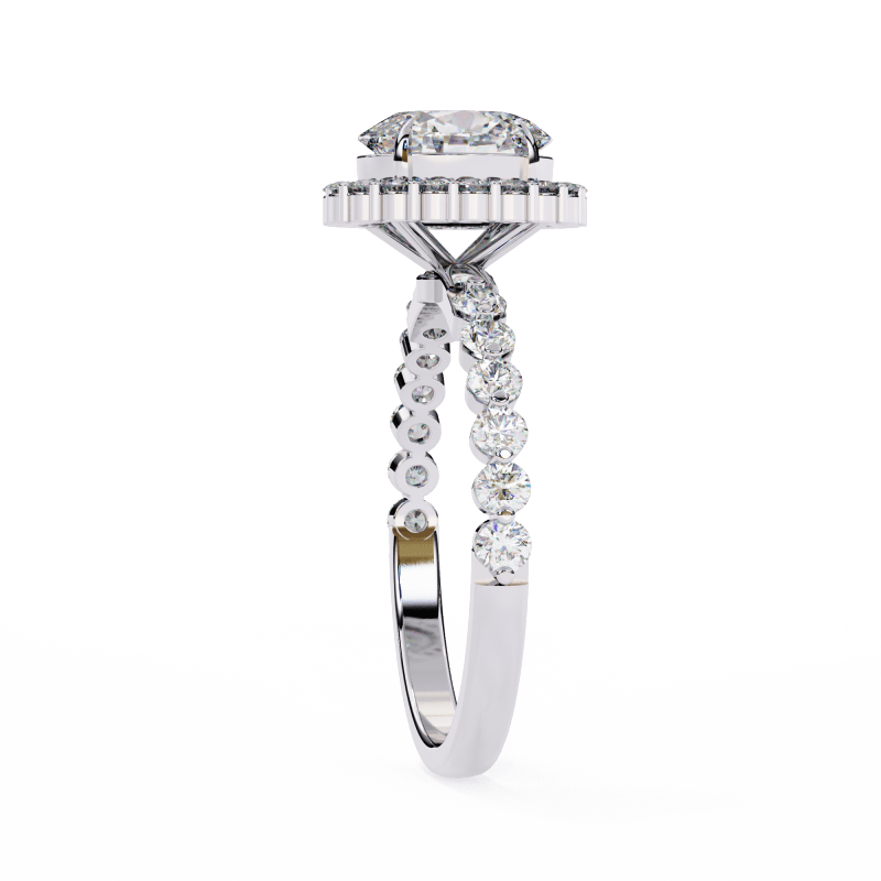 Reverra 14K Gold Oval & Round Lab Grown Diamond Vintage Band Engagement Ring for Women, CTTW-1.66 - Reverra Jewels Inc.