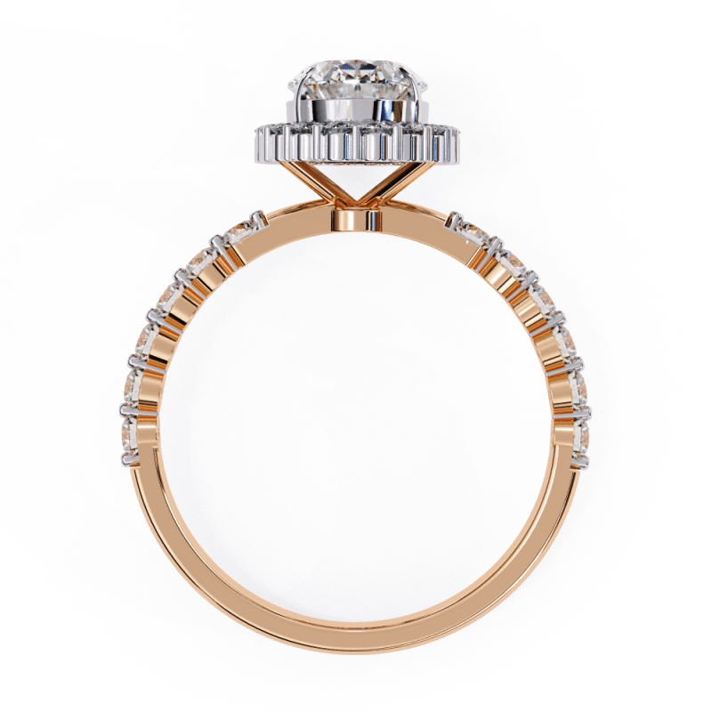 Reverra 14K Gold Oval & Round Lab Grown Diamond Vintage Band Engagement Ring for Women, CTTW-1.66 - Reverra Jewels Inc.