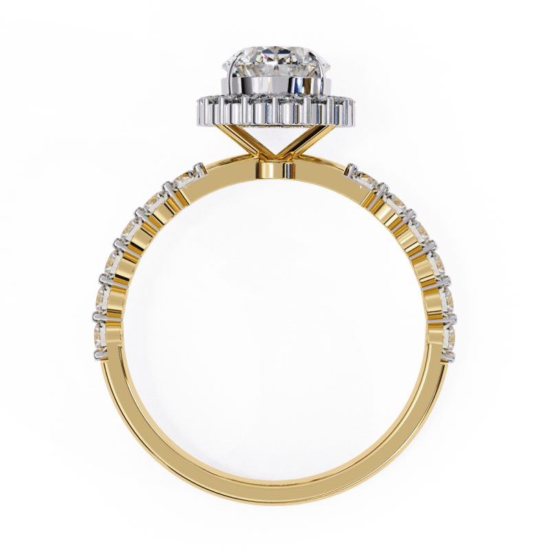 Reverra 14K Gold Oval & Round Lab Grown Diamond Vintage Band Engagement Ring for Women, CTTW-1.66 - Reverra Jewels Inc.