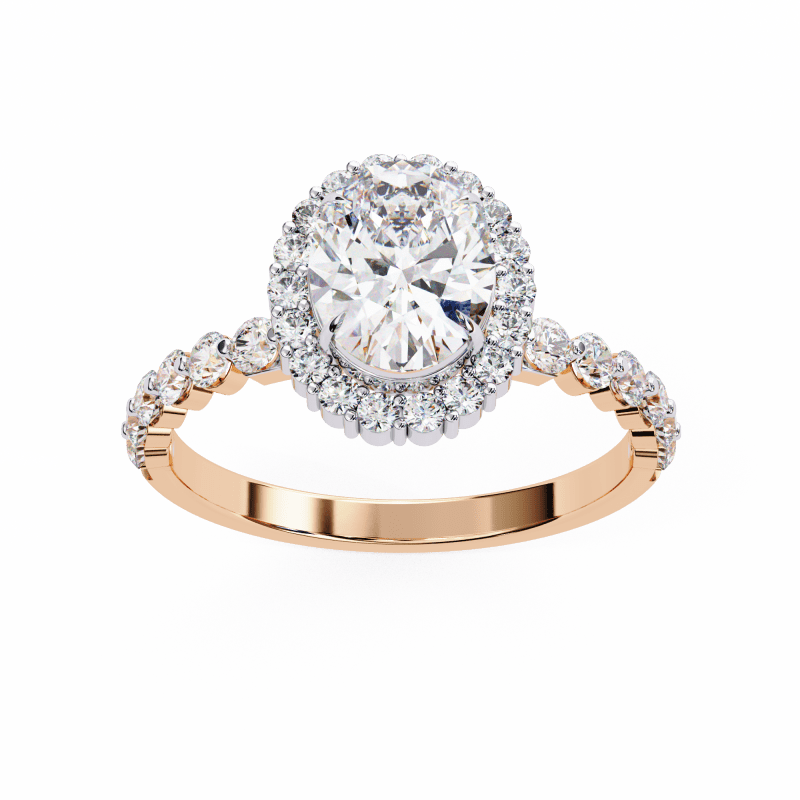 Reverra 14K Gold Oval & Round Lab Grown Diamond Vintage Band Engagement Ring for Women, CTTW-1.66 - Reverra Jewels Inc.