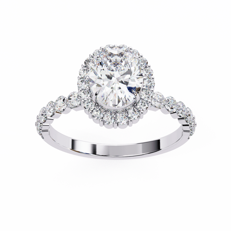 Reverra 14K Gold Oval & Round Lab Grown Diamond Vintage Band Engagement Ring for Women, CTTW-1.66 - Reverra Jewels Inc.