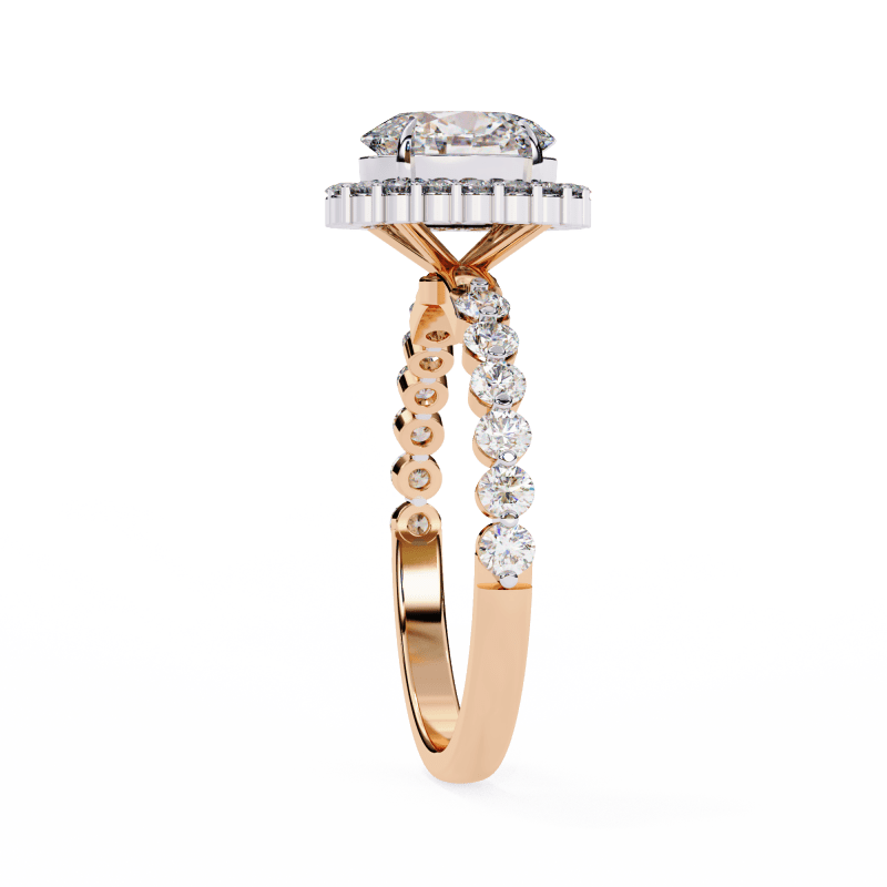 Reverra 14K Gold Oval & Round Lab Grown Diamond Vintage Band Engagement Ring for Women, CTTW-1.66 - Reverra Jewels Inc.