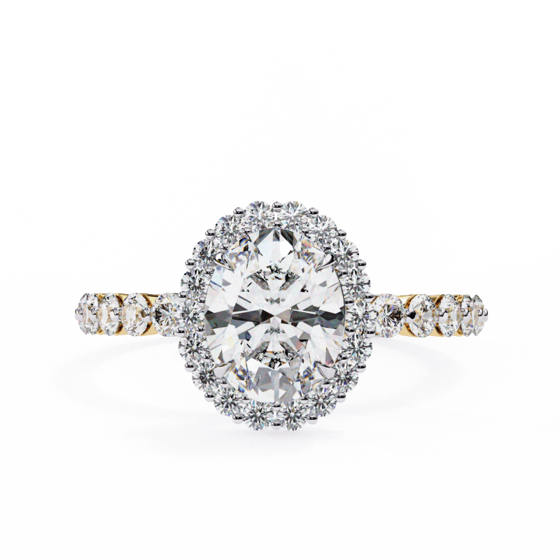 Reverra 14K Gold Oval & Round Lab Grown Diamond Vintage Band Engagement Ring for Women, CTTW-1.66 - Reverra Jewels Inc.