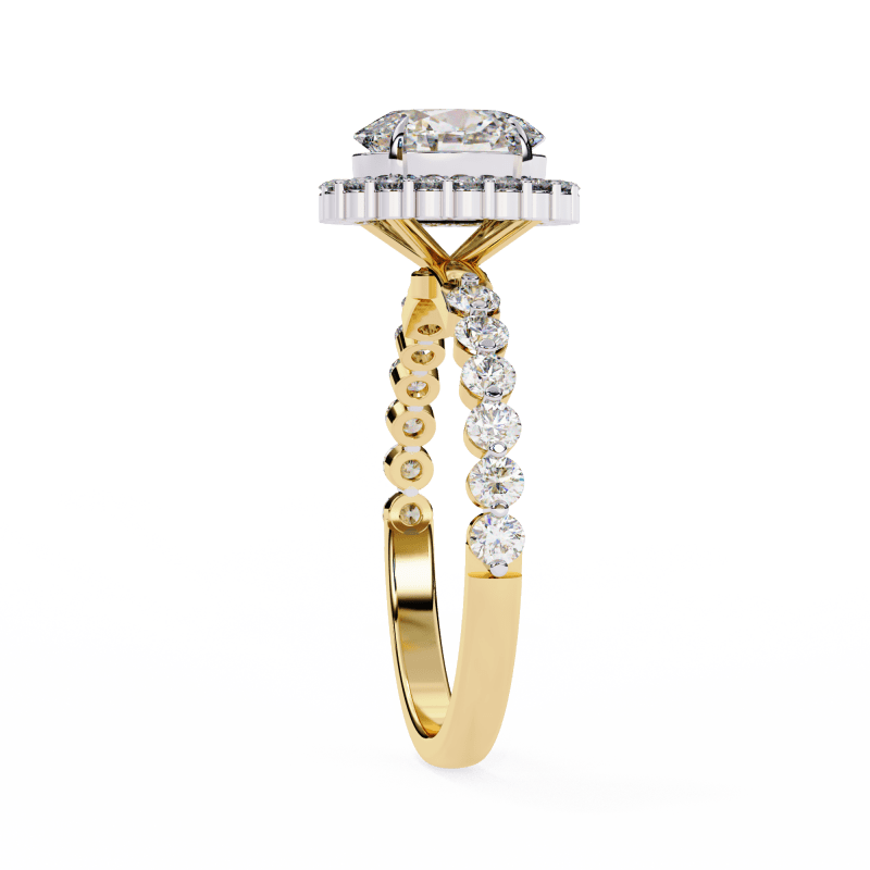 Reverra 14K Gold Oval & Round Lab Grown Diamond Vintage Band Engagement Ring for Women, CTTW-1.66 - Reverra Jewels Inc.