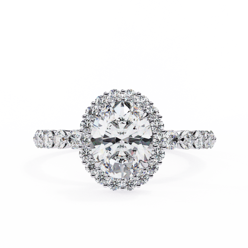 Reverra 14K Gold Oval & Round Lab Grown Diamond Vintage Band Engagement Ring for Women, CTTW-1.66 - Reverra Jewels Inc.