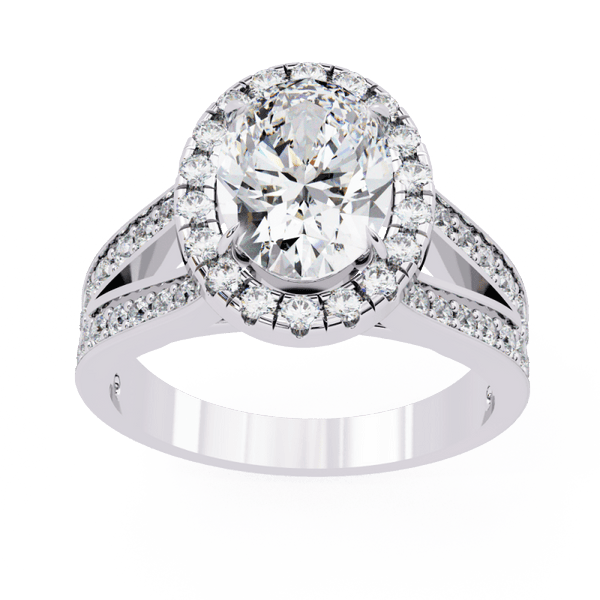 Reverra 14K Gold Oval & Round Lab Grown Diamond with Split Shank Engagement Ring for Women, CTTW-2.33 - Reverra Jewels Inc.
