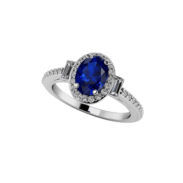 Reverra 14K Gold Oval With Baguettes Gemstone IGI Certified Lab Diamond Classic Engagement Ring,CTTW-0.94 - Reverra Jewels Inc.