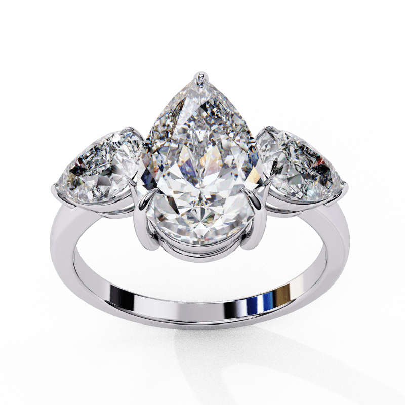 Reverra 14K Gold Pear Lab Grown Diamond Engagement Ring for Women, CTTW-2.97 - Reverra Jewels Inc.