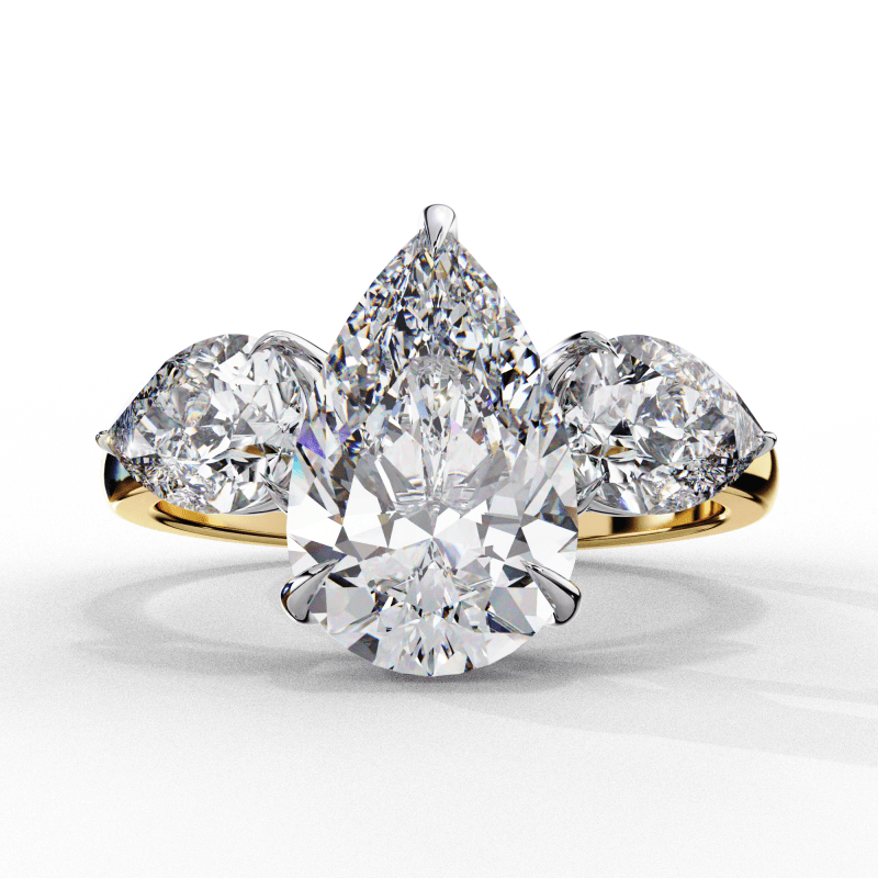Reverra 14K Gold Pear Lab Grown Diamond Engagement Ring for Women, CTTW-2.97 - Reverra Jewels Inc.