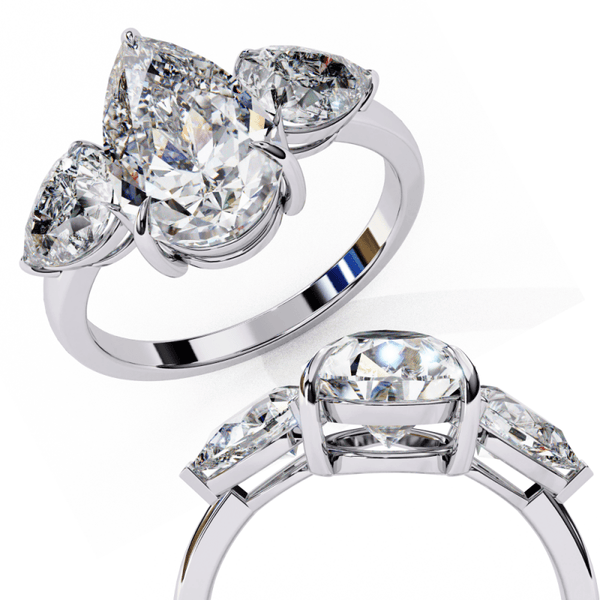 Reverra 14K Gold Pear Lab Grown Diamond Engagement Ring for Women, CTTW-2.97 - Reverra Jewels Inc.