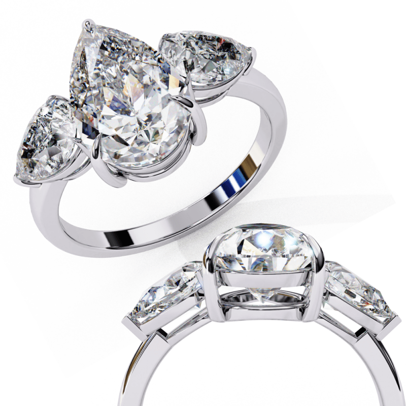 Reverra 14K Gold Pear Lab Grown Diamond Engagement Ring for Women, CTTW-2.97 - Reverra Jewels Inc.