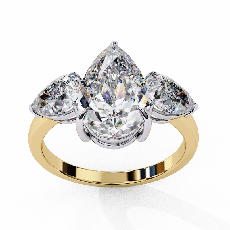 Reverra 14K Gold Pear Lab Grown Diamond Engagement Ring for Women, CTTW-2.97 - Reverra Jewels Inc.