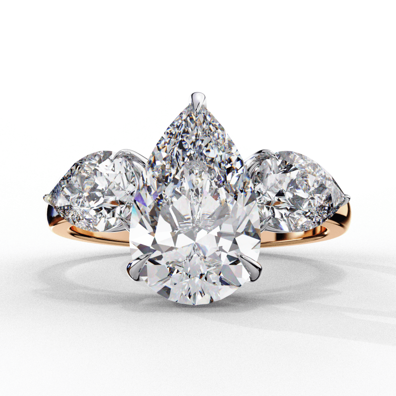 Reverra 14K Gold Pear Lab Grown Diamond Engagement Ring for Women, CTTW-2.97 - Reverra Jewels Inc.