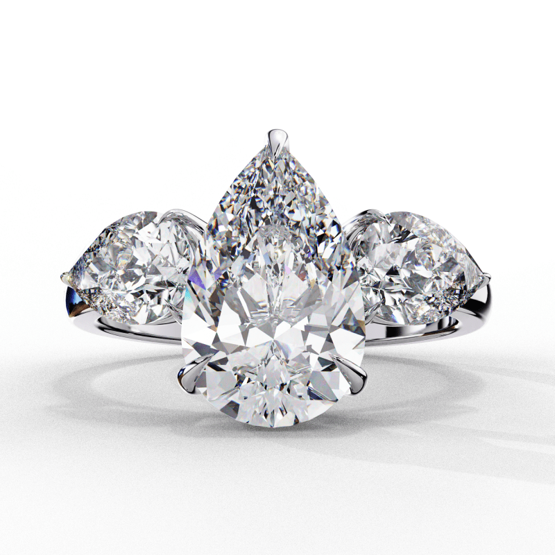 Reverra 14K Gold Pear Lab Grown Diamond Engagement Ring for Women, CTTW-2.97 - Reverra Jewels Inc.