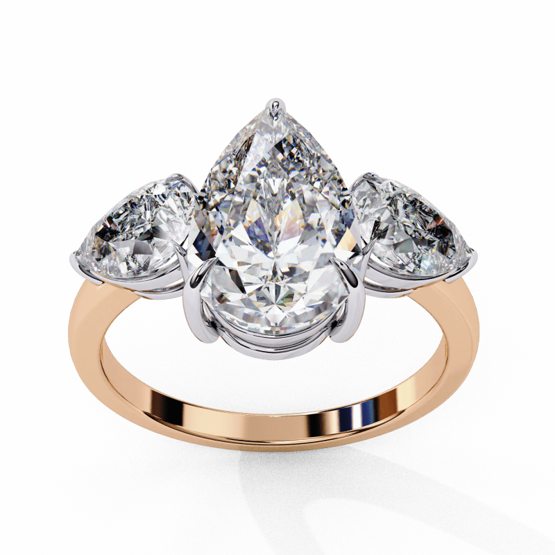 Reverra 14K Gold Pear Lab Grown Diamond Engagement Ring for Women, CTTW-2.97 - Reverra Jewels Inc.