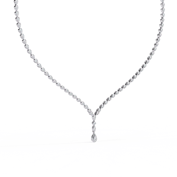 Reverra 14K Gold Pear Lab Grown Diamond Riviera Necklace for Women, CTTW-4.52 - Reverra Jewels Inc.