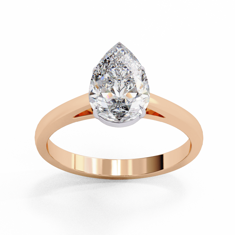 Reverra 14K Gold Pear Lab Grown Diamond Solitaire Elegant Classic Engagement Ring for Women, CTTW-1.3 - Reverra Jewels Inc.