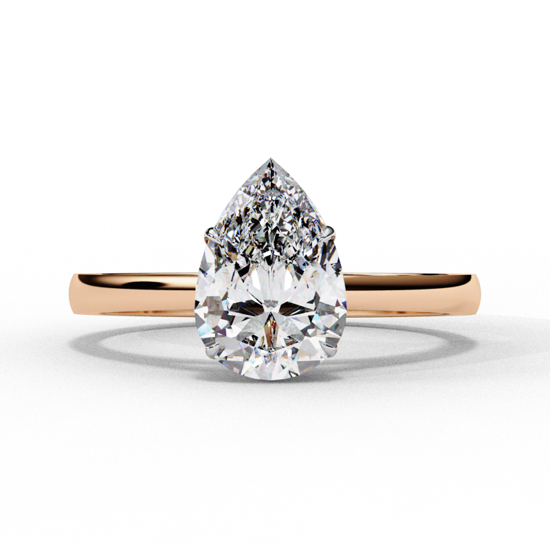 Reverra 14K Gold Pear Lab Grown Diamond Solitaire Elegant Classic Engagement Ring for Women, CTTW-1.3 - Reverra Jewels Inc.