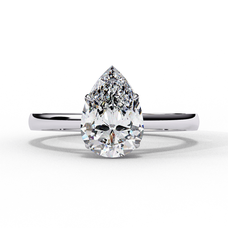 Reverra 14K Gold Pear Lab Grown Diamond Solitaire Elegant Classic Engagement Ring for Women, CTTW-1.3 - Reverra Jewels Inc.