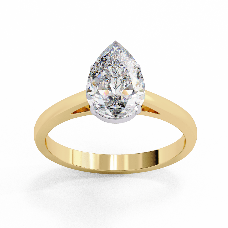 Reverra 14K Gold Pear Lab Grown Diamond Solitaire Elegant Classic Engagement Ring for Women, CTTW-1.3 - Reverra Jewels Inc.