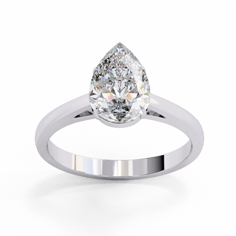Reverra 14K Gold Pear Lab Grown Diamond Solitaire Elegant Classic Engagement Ring for Women, CTTW-1.3 - Reverra Jewels Inc.