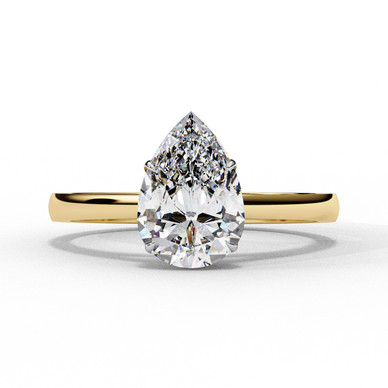 Reverra 14K Gold Pear Lab Grown Diamond Solitaire Elegant Classic Engagement Ring for Women, CTTW-1.3 - Reverra Jewels Inc.