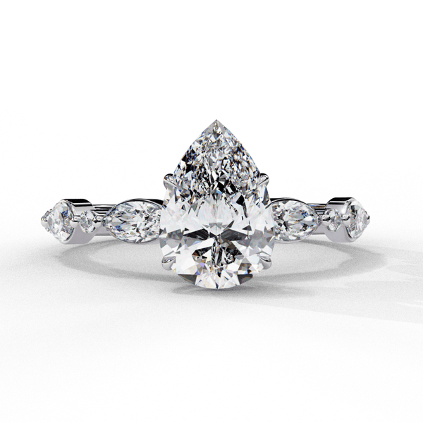 Reverra 14K Gold Pear Lab Grown Diamond Solitaire Engagement Ring for Women, CTTW-1.79 - Reverra Jewels Inc.