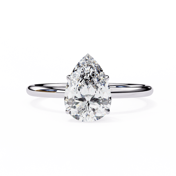 Reverra 14K Gold Pear Lab Grown Diamond Solitaire Sparkle Engagement Ring for Women, CTTW-0.89 - Reverra Jewels Inc.