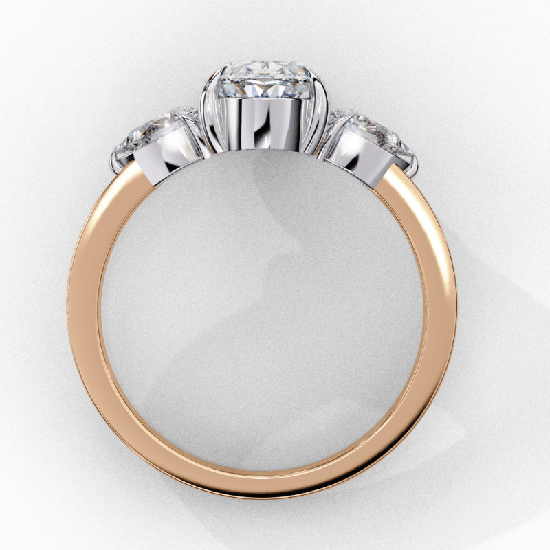 Reverra 14K Gold Pear & Oval Lab Grown Diamond Trilogy Engagement Ring for Women, CTTW-1.53 - Reverra Jewels Inc.