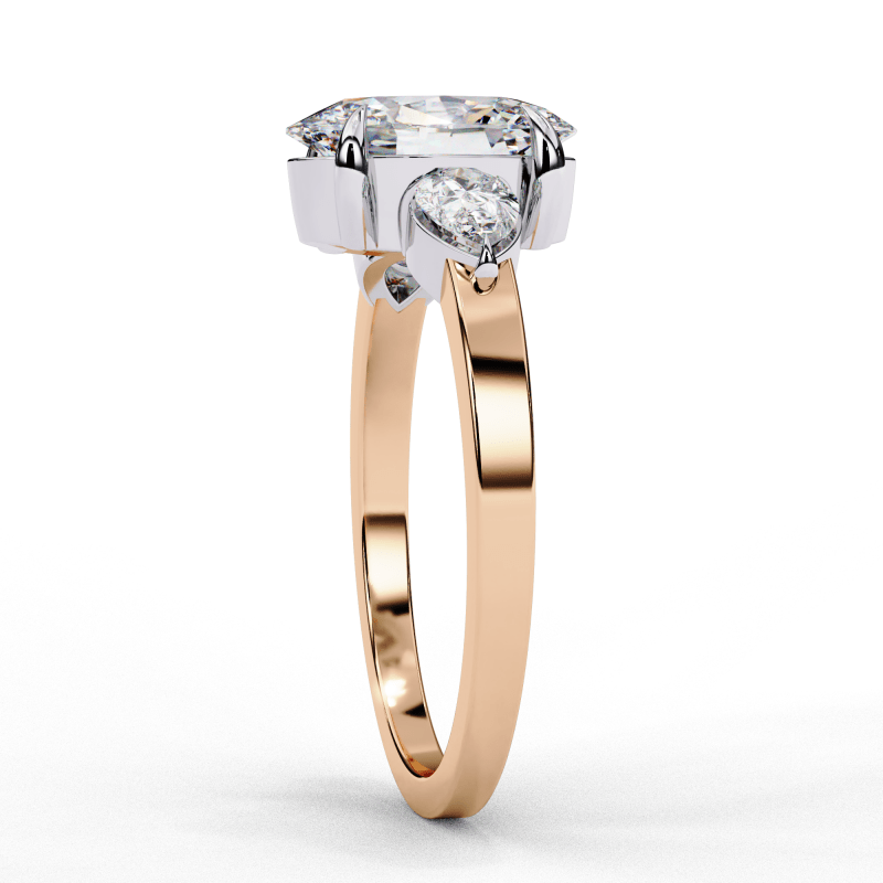 Reverra 14K Gold Pear & Oval Lab Grown Diamond Trilogy Engagement Ring for Women, CTTW-1.53 - Reverra Jewels Inc.