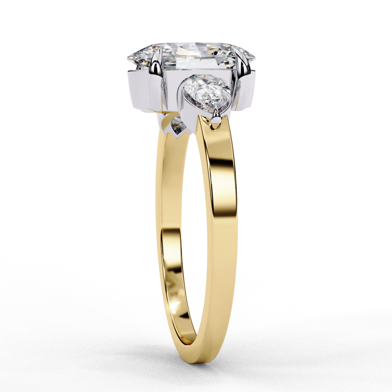 Reverra 14K Gold Pear & Oval Lab Grown Diamond Trilogy Engagement Ring for Women, CTTW-1.53 - Reverra Jewels Inc.
