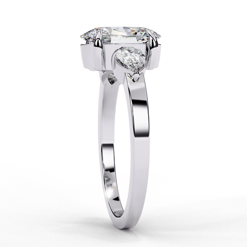 Reverra 14K Gold Pear & Oval Lab Grown Diamond Trilogy Engagement Ring for Women, CTTW-1.53 - Reverra Jewels Inc.