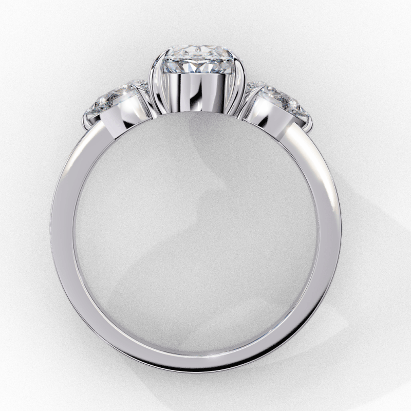 Reverra 14K Gold Pear & Oval Lab Grown Diamond Trilogy Engagement Ring for Women, CTTW-1.53 - Reverra Jewels Inc.
