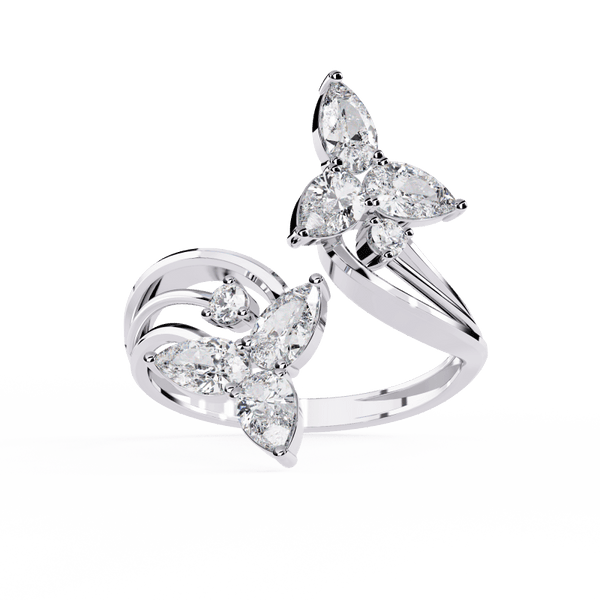Reverra 14K Gold Pear & Round Lab Grown Diamond Butterfly Engagement Ring for Women, CTTW-0.99 - Reverra Jewels Inc.