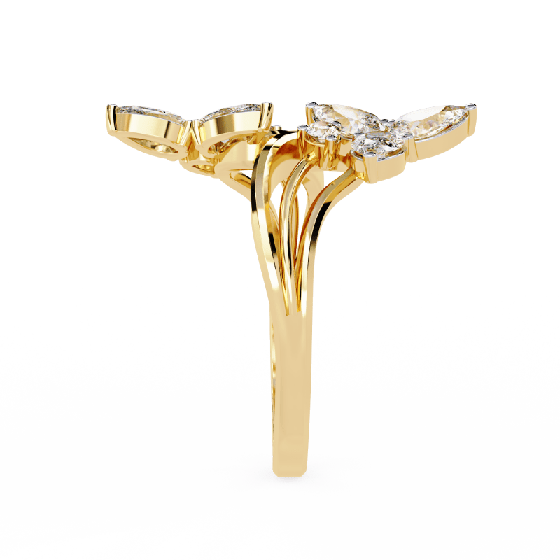 Reverra 14K Gold Pear & Round Lab Grown Diamond Butterfly Engagement Ring for Women, CTTW-0.99 - Reverra Jewels Inc.