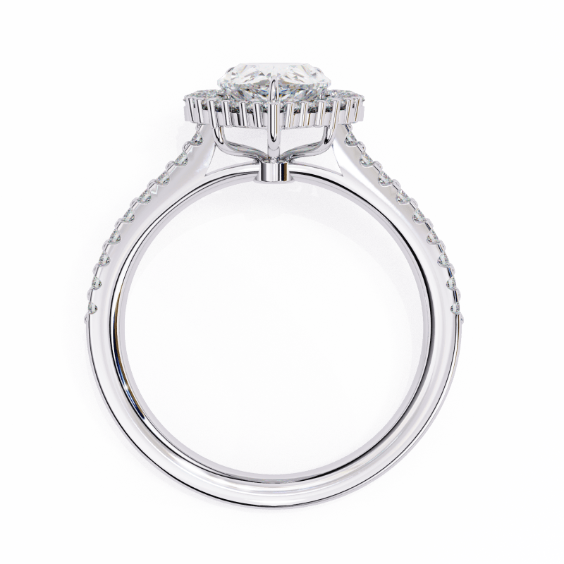 Reverra 14K Gold Pear & Round Lab Grown Diamond Cluster with Pave Band Engagement Ring for Women, CTTW-2.25 - Reverra Jewels Inc.