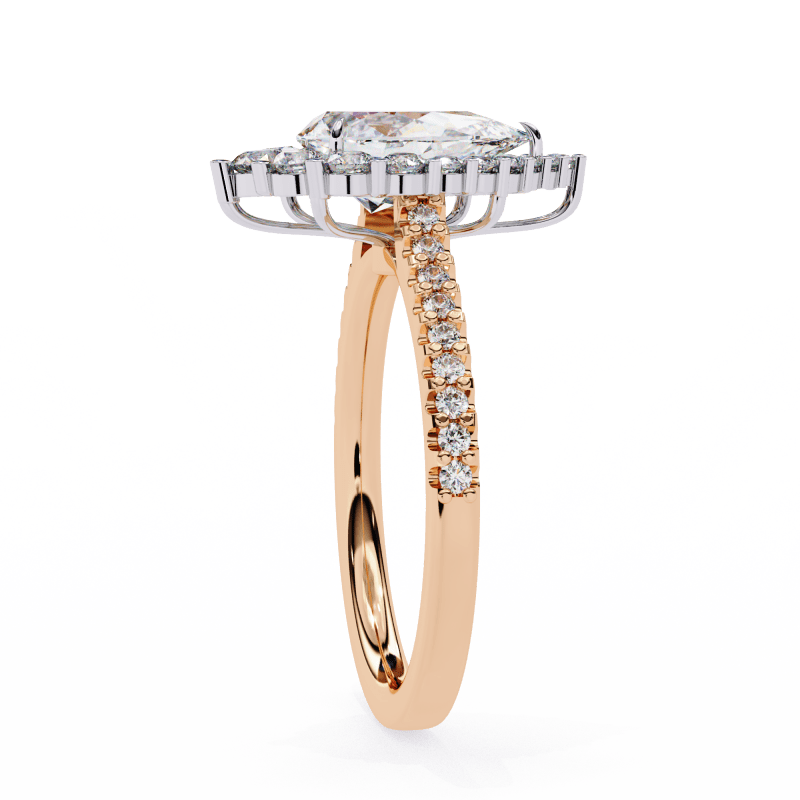 Reverra 14K Gold Pear & Round Lab Grown Diamond Cluster with Pave Band Engagement Ring for Women, CTTW-2.25 - Reverra Jewels Inc.