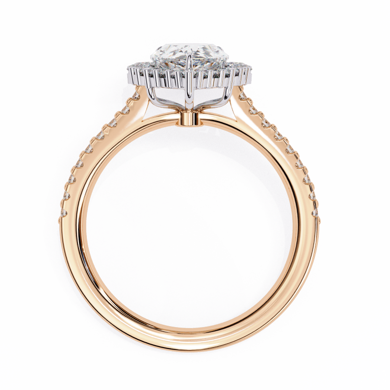 Reverra 14K Gold Pear & Round Lab Grown Diamond Cluster with Pave Band Engagement Ring for Women, CTTW-2.25 - Reverra Jewels Inc.