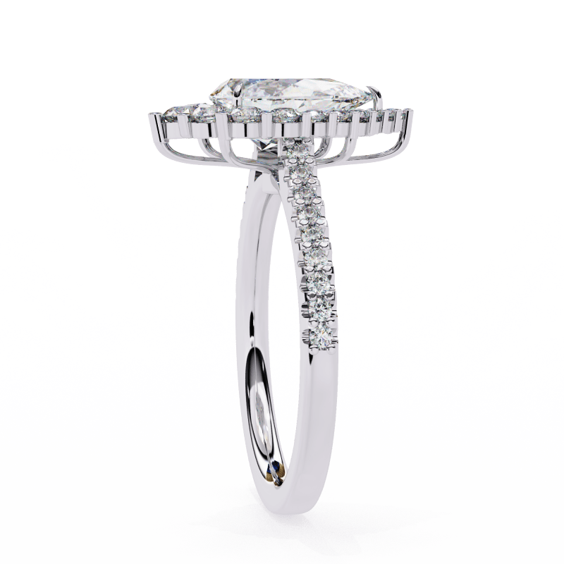 Reverra 14K Gold Pear & Round Lab Grown Diamond Cluster with Pave Band Engagement Ring for Women, CTTW-2.25 - Reverra Jewels Inc.