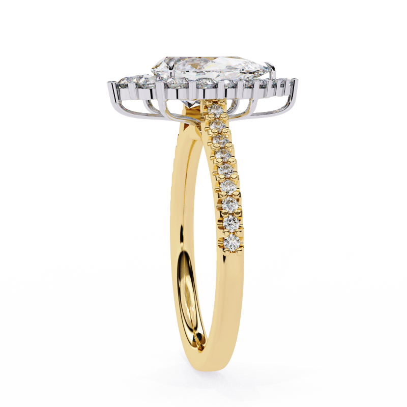 Reverra 14K Gold Pear & Round Lab Grown Diamond Cluster with Pave Band Engagement Ring for Women, CTTW-2.25 - Reverra Jewels Inc.