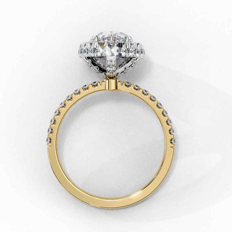 Reverra 14K Gold Pear & Round Lab Grown Diamond Double Halo Engagement Ring for Women, CTTW-2.53 - Reverra Jewels Inc.