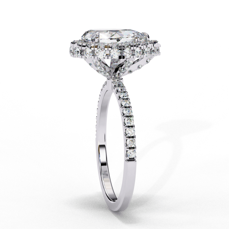 Reverra 14K Gold Pear & Round Lab Grown Diamond Double Halo Engagement Ring for Women, CTTW-2.53 - Reverra Jewels Inc.