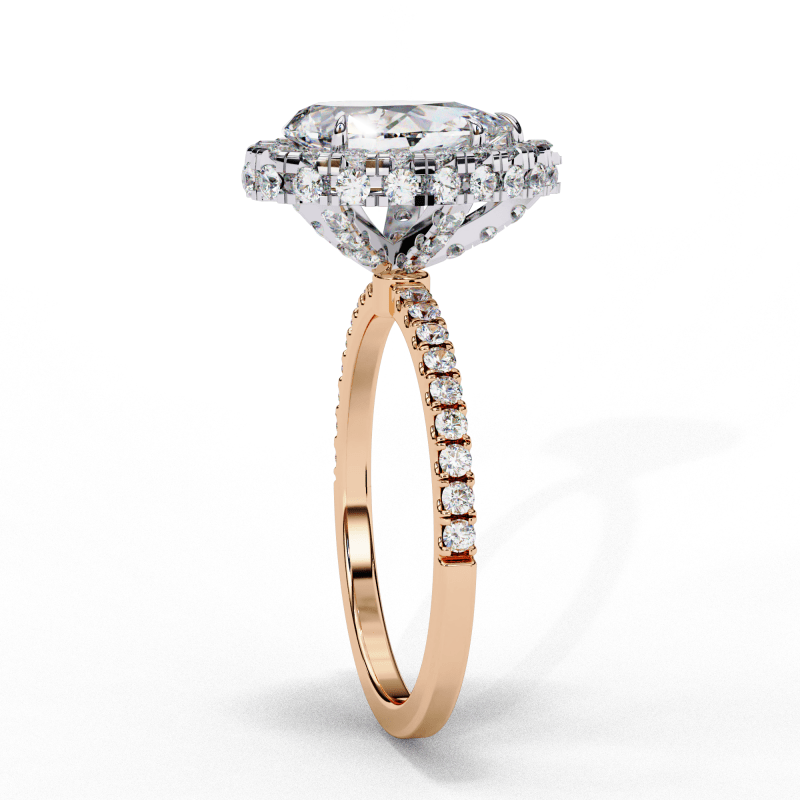 Reverra 14K Gold Pear & Round Lab Grown Diamond Double Halo Engagement Ring for Women, CTTW-2.53 - Reverra Jewels Inc.